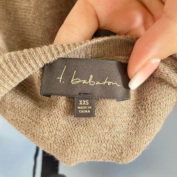 ARITZIA T. BABATON Top Knit Brown Black Open Back Tie Sweater XXS - Picture 4 of 6